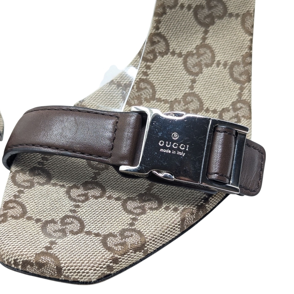 Gucci Lifford GG Supreme Tom Ford Era "New Chocolate" Sandal Heels Size EU 38.5 - Picture 7 of 10